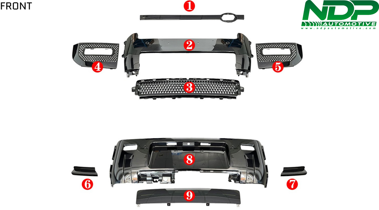 Gloss Black - Defender 90 / 110 / 130 - Front and Rear Bumpers